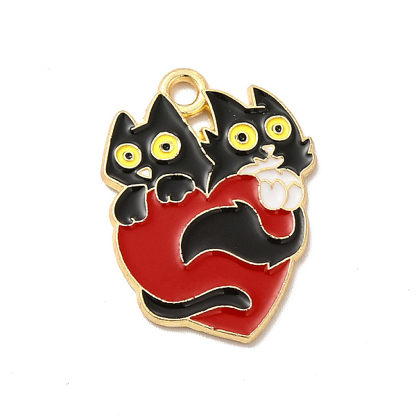 

PandaHall Alloy Enamel Pendants, Light Gold, Cat with Heart Charm, Red, 24x18x1.5mm, Hole: 2mm Alloy+Enamel Cat Shape Red