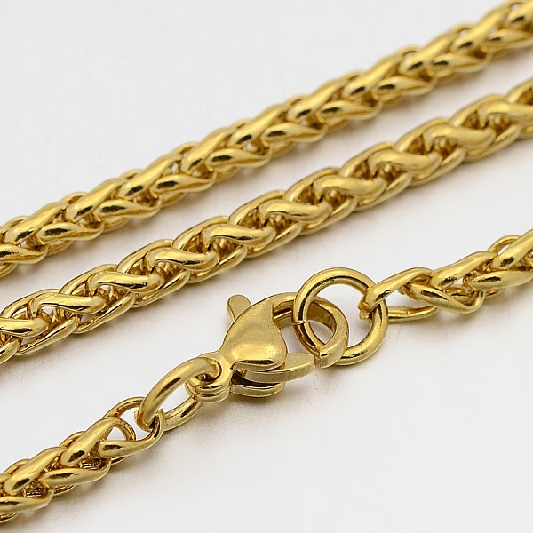 

PandaHall 304 Stainless Steel Rope Chain Necklaces, with Lobster Claw Clasps, Golden, 23.2 inch(58.9cm), 3mm 304 Stainless Steel