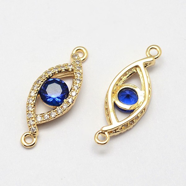 

PandaHall Eye Brass Micro Pave Grade AAA Cubic Zirconia Links, Cadmium Free & Nickel Free & Lead Free, Real 18K Gold Plated, 21x7.5x3.5mm...