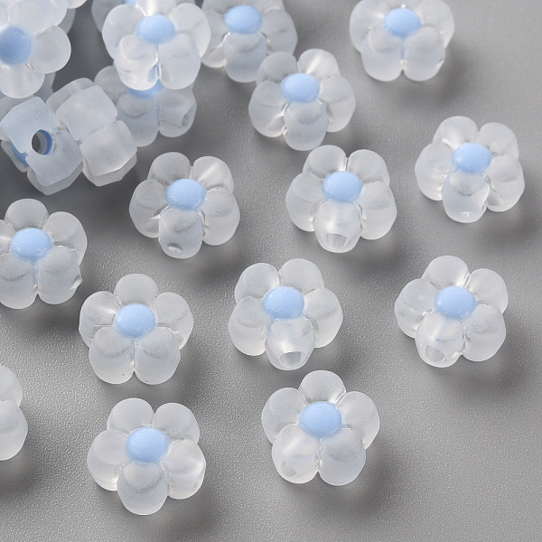 

PandaHall Transparent Acrylic Beads, Frosted, Bead in Bead, Flower, Cornflower Blue, 12x12.5x6mm, Hole: 2.5mm, about 893pcs/500g Acrylic...