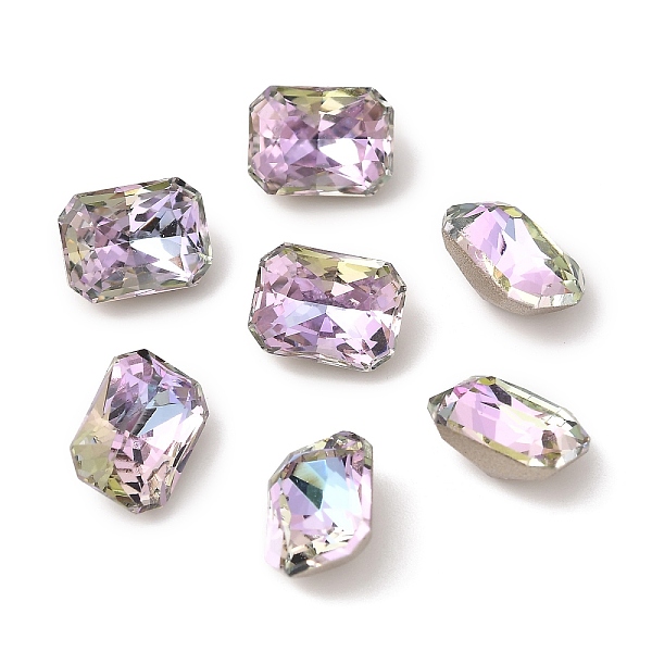 

PandaHall K9 Glass Rhinestone Cabochons, Pointed Back & Back Plated, Faceted, Rectangle, Vitrail Light, 6x8x5mm Glass Rhinestone Rectangle..., Purple