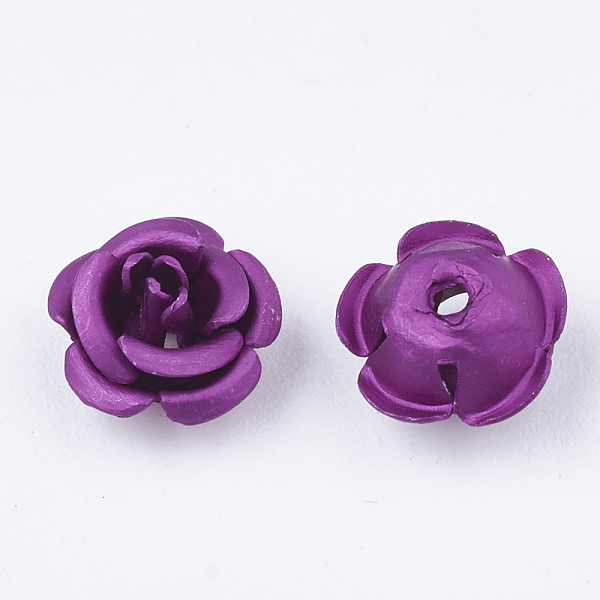 

PandaHall Aluminum Beads, Frosted, Long-Lasting Plated, 5-Petal Flower, Dark Orchid, 6~6.5x4mm, Hole: 0.8mm Aluminum Flower Purple