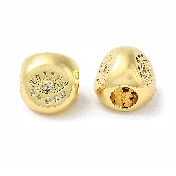 

PandaHall Rack Plating Brass Micro Pave Cubic Zirconia European Beads, Long-Lasting Plated, Lead Free & Cadmium Free, Bean, Real 18K Gold..., Clear