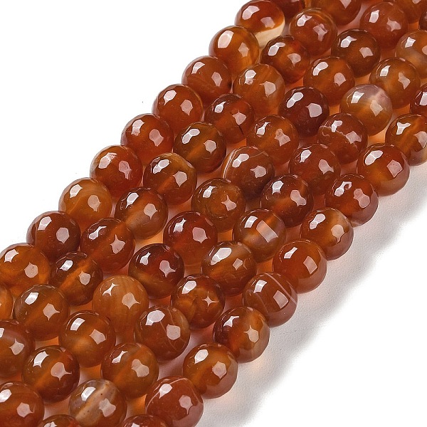 

PandaHall Natural Agate Beads Strands, Dyed & Heated, Faceted, Round, Chocolate, 10mm, Hole: 0.8mm, about 37pcs/strand, 14.96''(38cm)..., Brown