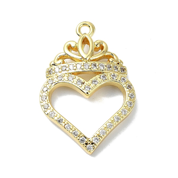 

PandaHall Rack Plating Real 18K Gold Plated Brass Micro Pave Cubic Zirconia, Pendants, Long-Lasting Plated, Lead Free & Cadmium Free, Heart..., Clear