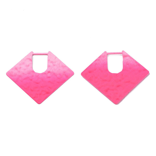 

PandaHall Spray Painted Iron Pendants, Diamond Shaped, Hot Pink, 40x46.5x2mm, Hole: 10.5x14.5mm Iron Diamond