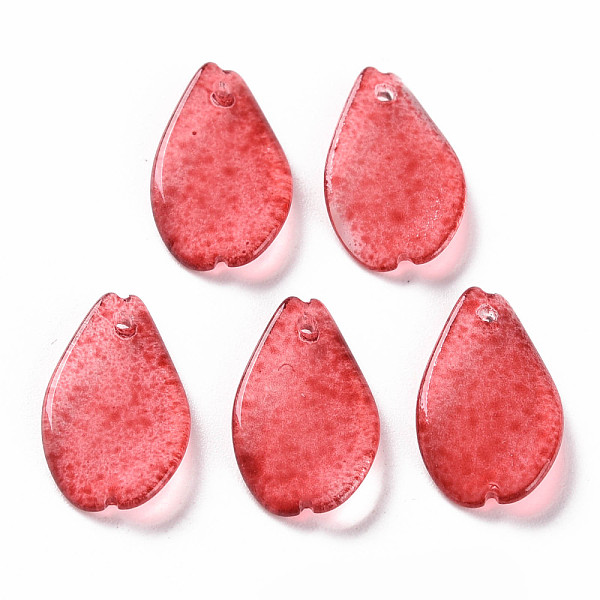 

PandaHall Transparent Spray Painted Glass Pendants, Petaline, Red, 16x9.5x2mm, Hole: 1mm Glass Petaline Red
