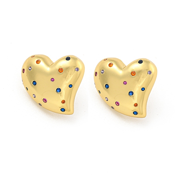 

PandaHall Rack Plating Brass Micro Pave Cubic Zirconia Stud Earring, Cadmium Free & Lead Free, Long-Lasting Plated, Heart, Colorful, Real...
