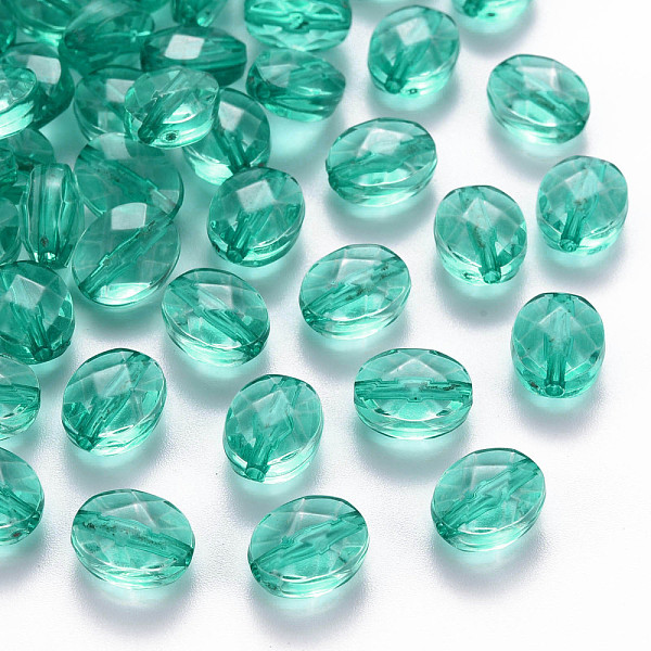 

PandaHall Transparent Acrylic Beads, Oval, Turquoise, 10x8x5.5mm, Hole: 1.5mm Acrylic Oval Green