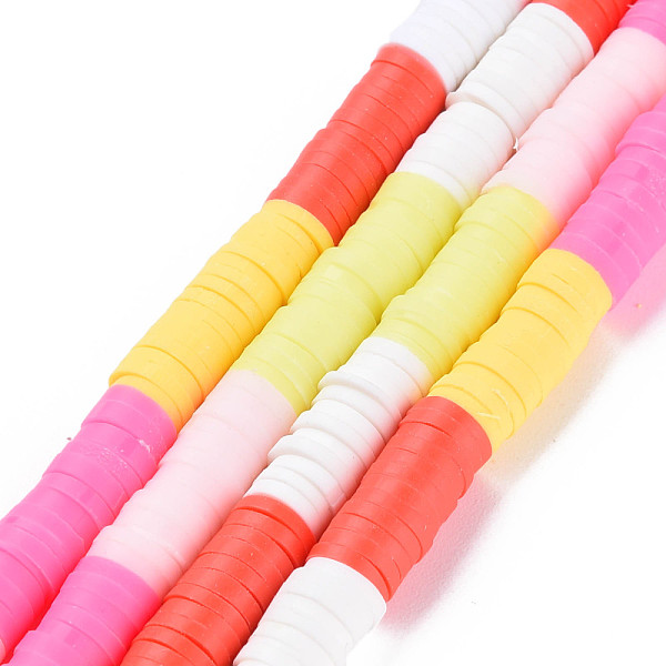 

PandaHall Fixed 6 Color Handmade Polymer Clay Bead Strands, Heishi Beads, Disc/Flat Round, Yellow & Orange Red & Hot Pink & Champagne Yellow..., Multicolor