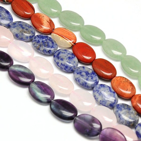 

PandaHall Natural & Synthetic Gemstone Beads Strands, Oval, 18x13x6mm, Hole: 1mm, about 23pcs/strand, 15.74 inch Mixed Stone Oval