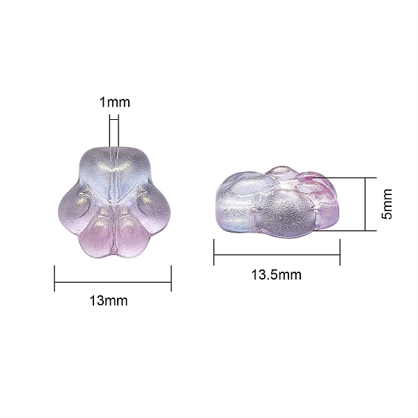 

PandaHall 100Pcs Handmade Lampwork Beads, Two Tone, with Gold Powder, Paw Prints, Pearl Pink, 13.5x13.5x5.5mm, Hole: 1mm Lampwork Others