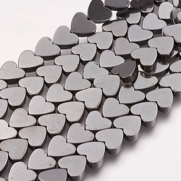

PandaHall Non-Magnetic Synthetic Hematite Beads Strands, Mother's Day Gifts Making, Heart, Black, Size: about 8mm in diameter, 2.2mm thick...