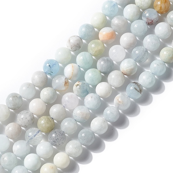 

PandaHall Natural Aquamarine Beads Strands, Round, 6~6.5mm, Hole: 0.8mm, about 64pcs/strand, 15.75''(40cm) Aquamarine Round