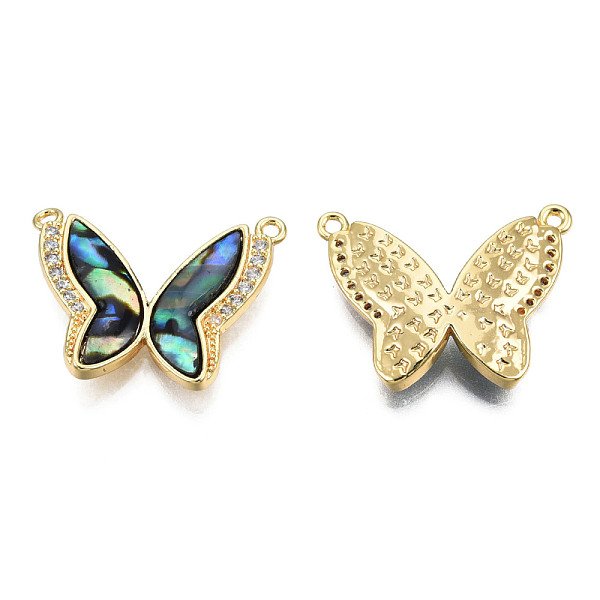 

PandaHall Brass Micro Pave Clear Cubic Zirconia Pendants, with Synthetic Abalone Shell/Paua Shells, Real 18K Gold Plated, Nickel Free...
