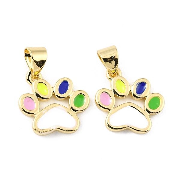 

PandaHall Brass Enamel Pendants, Long-Lasting Plated, Real 18K Gold Plated, Footprints, Colorful, 13x13x1.5mm, Hole: 3.5x5mm Brass+Enamel...