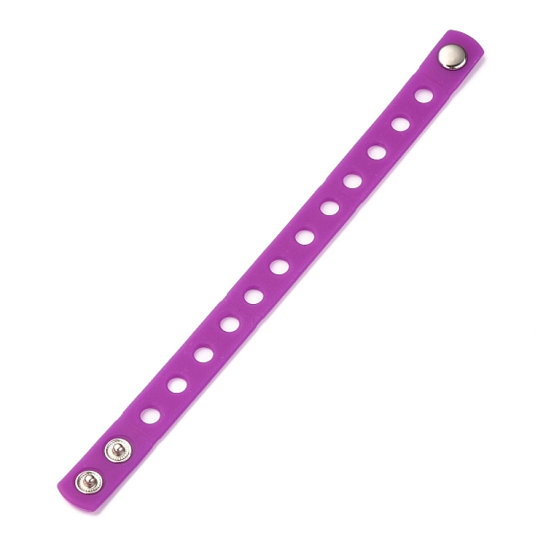 

PandaHall Unisex Silicone Cord Bracelets, with Platinum Plated Iron Findings, Medium Orchid, 8-3/8 inch(21.3cm) Silicone