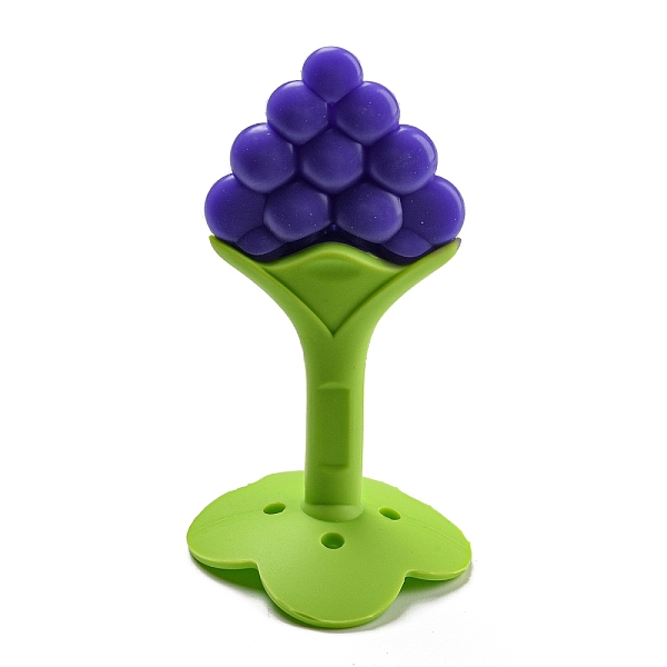 

PandaHall Silicone Fruit Teether and Toothbrush, Baby Chewing Teething Toys for Baby Shower, Grape, 92x49x49mm Silicone Grape Purple