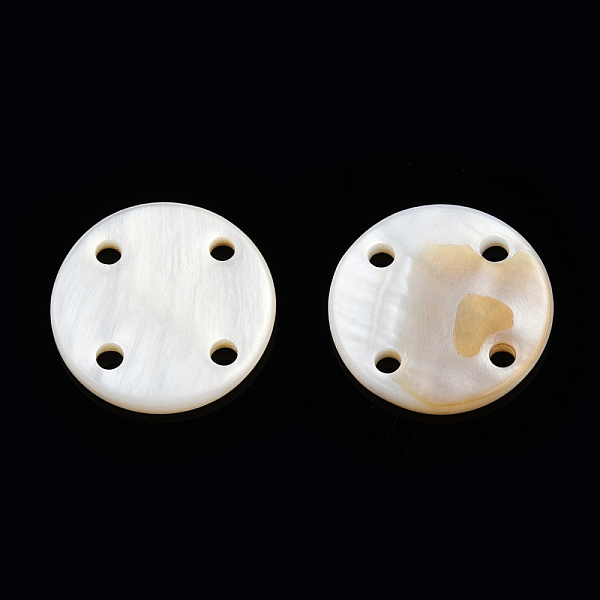 

PandaHall Natural Freshwater Shell Buttons, 4-Hole, Flat Round, Creamy White, 24~25.5x2~2.5mm, Hole: 2.5mm Shell Flat Round