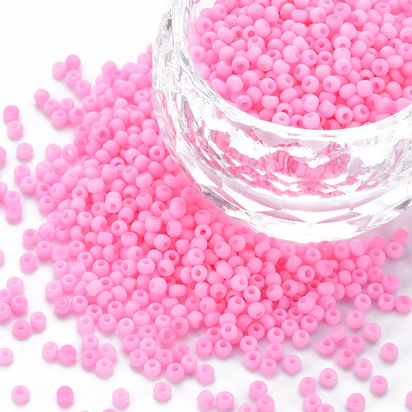 

PandaHall 13/0 Glass Seed Beads, Macaron Color, Round Hole, Round, Hot Pink, 13/0, 2~2.3x1.5mm, Hole: 0.8mm, about 450g/bag Glass