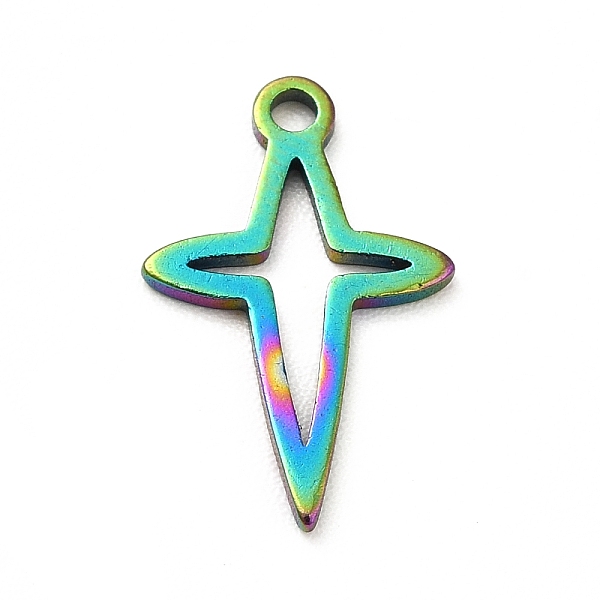 

PandaHall Ion Plating(IP) 201 Stainless Steel Pendants, Star Charms, Rainbow Color, 14.5x9x1mm, Hole: 1.2mm 201 Stainless Steel Star