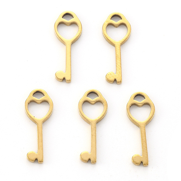 

PandaHall Vacuum Plating 304 Stainless Steel Charms, Laser Cut, Key, Golden, 15x5.5x1mm, Hole: 1.4mm 304 Stainless Steel Key