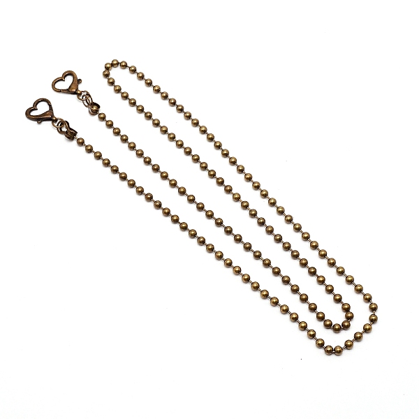 

PandaHall Iron Ball Chain Bag Straps, with Heart-shaped Lobster Claw Clasps, Bag Replacement Accessories, Antique Bronze, 122.5x0.6cm Iron