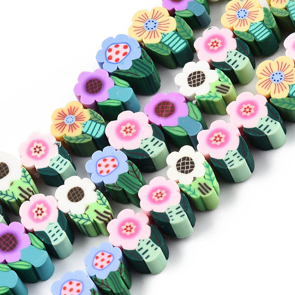 

PandaHall Handmade Polymer Clay Beads Strands, Flower, Colorful, 10~12.5x6.5~8x4.5~5mm, Hole: 1.4~1.8mm, about 40pcs/strand, 11.22 inch...