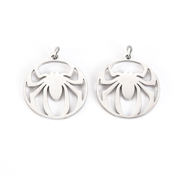 

PandaHall 304 Stainless Steel Pendants, with Jump Rings, Laser Cut, Ring with Spider, Stainless Steel Color, 15.5x14x1mm, Jump Ring...