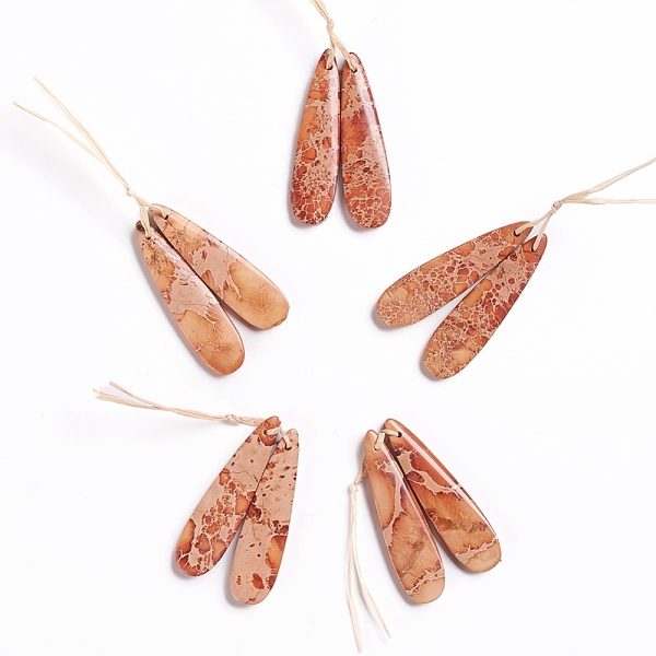 

PandaHall Natural Imperial Jasper Pendants, for Jewelry Making, Dyed, Teardrop, 45~45.5x12~12.5x4~4.5mm, Hole: 1mm Imperial Jasper Teardrop