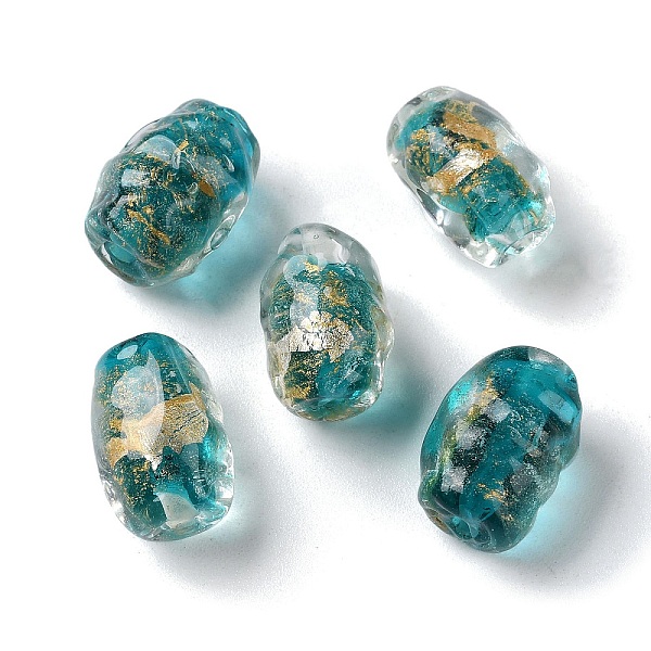 

PandaHall Handmade Gold Sand Lampwork Beads Strand, Oval, Medium Turquoise, 11~12x17~17.5mm, Hole: 1.8mm, about 25pcs/strand, 16.14''(41cm)...