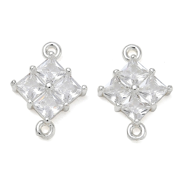 Breloques de connecteur en zircone cubique transparente pavée de laiton