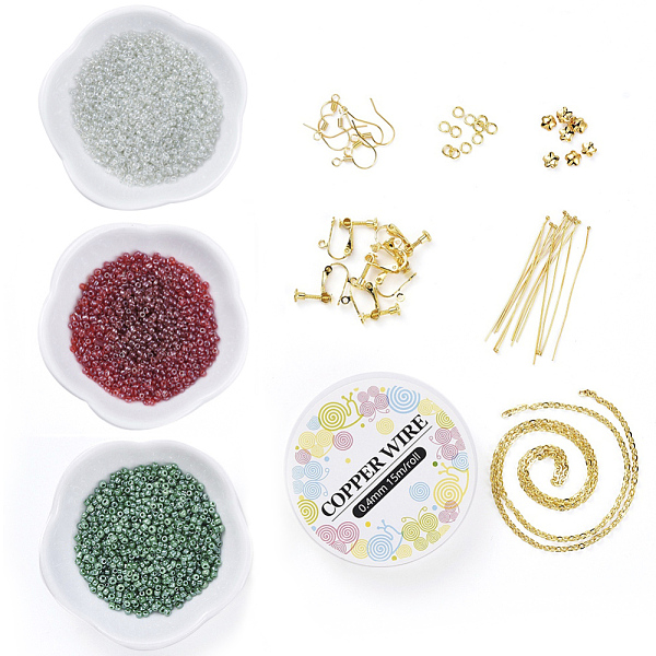 

PandaHall DIY Earring Making, with Glass Seed Beads, 304 Stainless Steel Bead Caps, Brass Jump Rings, Ball Head Pins, Earring Wire Hooks..., Multicolor