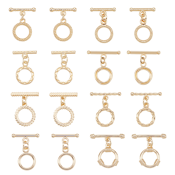 

PandaHall arricraft 16 Sets Brass Toggle Clasps, 8 Styles T-Bar Buckle Closure Round Toggle Clasps OT End Clasps Mixed Shapes Light Gold...