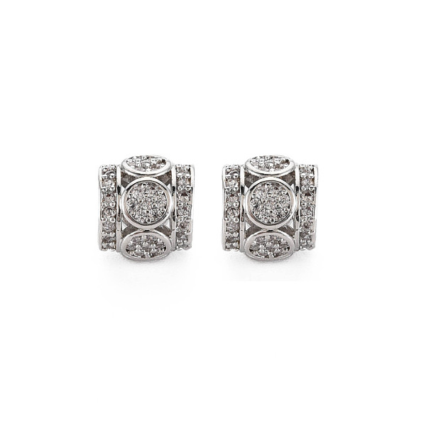 

PandaHall Brass Micro Pave Clear Cubic Zirconia European Beads, Barrel, Platinum, 8x8mm, Hole: 4mm Brass Barrel