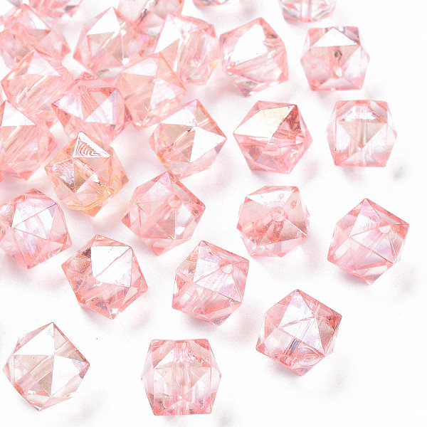 

PandaHall Transparent Acrylic Beads, Faceted, Rhombus, Pink, 13x14x13.5mm, Hole: 2mm, about 346pcs/500g Acrylic Rhombus Pink