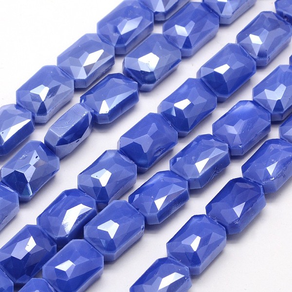 

PandaHall Electroplate Glass Beads Strands, Pearl Luster Plated, Faceted Rectangle, Mixed Color, 14x10x7~9mm, Hole: 1mm, about 25pcs/strand..., Multicolor