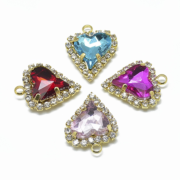 

PandaHall Glass Rhinestone Pendants, with Light Gold Tone Brass Findings, Heart, Mixed Color, 21x16.5x6mm, Hole: 2mm Brass+Rhinestone Heart..., Multicolor
