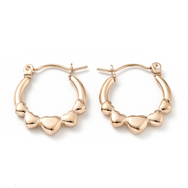 

PandaHall Ion Plating(IP) 304 Stainless Steel Heart Wrap Hoop Earrings for Women, Rose Gold, 20x18x3mm, Pin: 0.8mm 304 Stainless Steel Heart