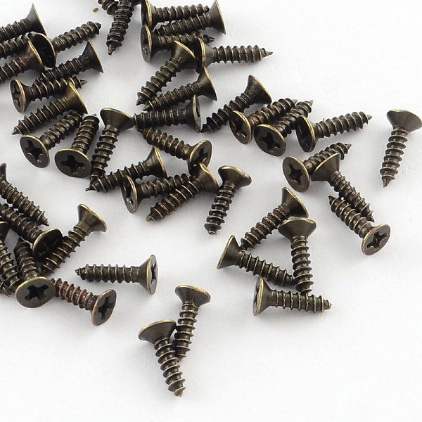 

PandaHall Iron Screws Findings, Antique Bronze, 8x4mm, pin: 2mm, about 2990pcs/500g Iron