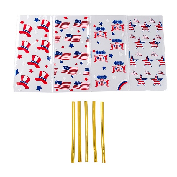 

PandaHall OPP Plastic Storage Bags, Independence Day Theme, for Candy, Cookies, Gift Packaging, Rectangle, Mixed Patterns, 27x13x0.01cm..., Multicolor