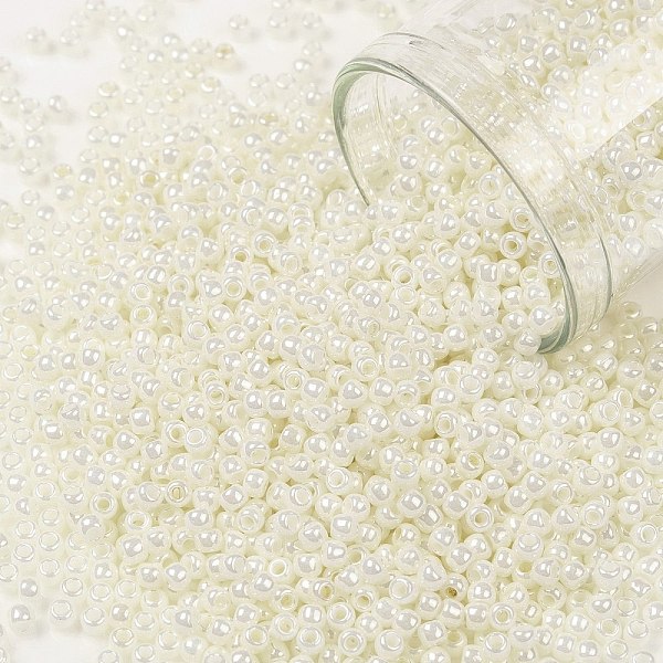 

PandaHall TOHO Round Seed Beads, Japanese Seed Beads, (122) Opaque Luster Navajo White, 11/0, 2.2mm, Hole: 0.8mm, about 50000pcs/pound Glass...