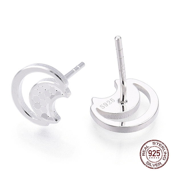 

PandaHall 925 Sterling Silver Stud Earrings, Crescent Moon, Nickel Free, with S925 Stamp, Silver, 9x8.5mm, Pin: 0.9mm Sterling Silver Moon