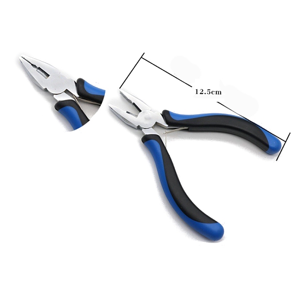 

PandaHall High-Carbon Steel Jewelry Pliers, Flat Nose Plier, Serrated Jaw, Blue, 125mm Carbon Steel Blue