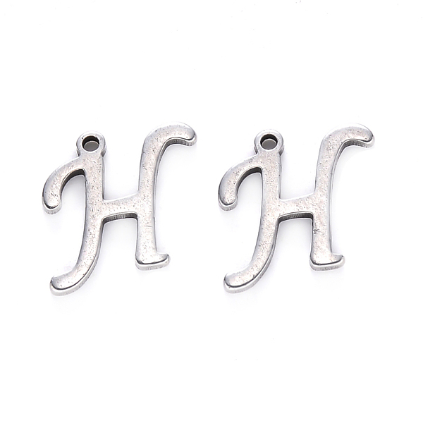 

PandaHall 201 Stainless Steel Charms, Laser Cut, Stainless Steel Color, Letter.H, 12x12x1mm, Hole: 1mm 201 Stainless Steel Letter H