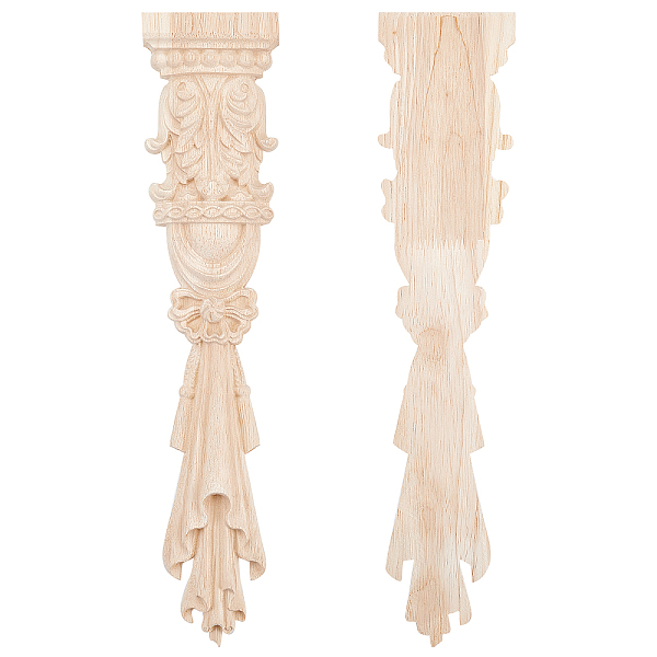 

PandaHall SUPERFINDINGS 2Pcs Rubber Wood Carved Applique Onlay Furniture Unpainted Decoration Wood Carved Decoration Appliques for Front..., Orange