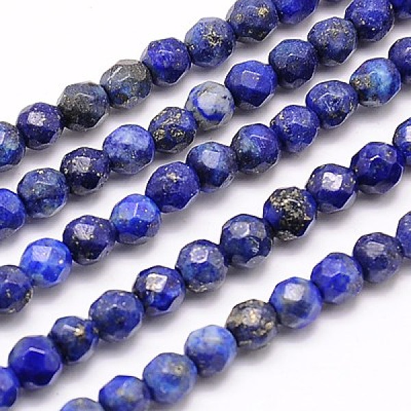 

PandaHall Natural Lapis Lazuli Beads Strands, Faceted, Round, 4mm, Hole: 0.7mm, about 90pcs/strand, 15.35 inch Lapis Lazuli Round Blue
