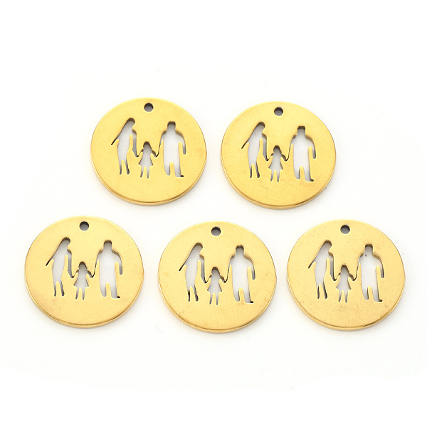 

PandaHall Vacuum Plating 304 Stainless Steel Pendants, Laser Cut, Flat Round with Family, Golden, 15.5x1mm, Hole: 1.2mm 304 Stainless Steel...
