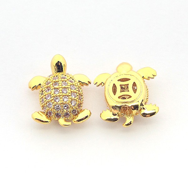 

PandaHall Brass Micro Pave Cubic Zirconia Tortoise Beads, Golden, 12x9.5x4.5mm, Hole: 1mm Brass+Cubic Zirconia Tortoise
