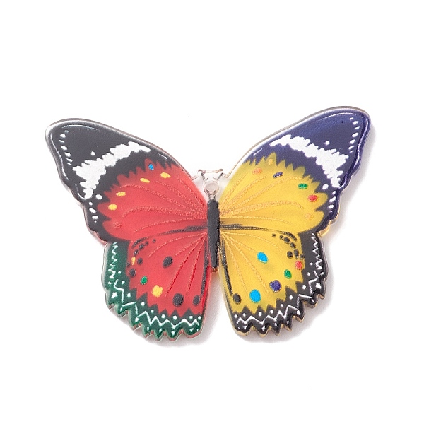 

PandaHall Printed Acrylic Pendants, Butterfly Charm, Colorful, 29.5x42.5x2.5mm, Hole: 1.4mm Acrylic Butterfly Red